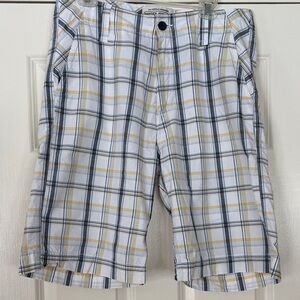 Nautica Men's Plaid Shorts - White, Yellow, and Black